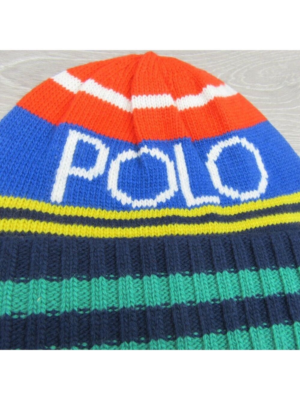 Polo Ralph Lauren Logo Striped Wool-Blend Beanie One Size Multi Color NEW - Picture 4 of 10